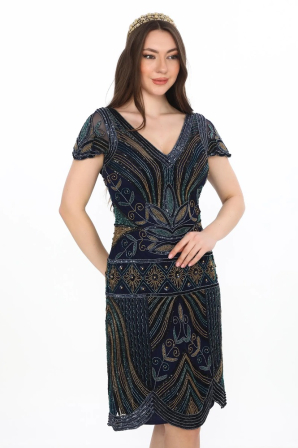 NEU! Edles 20s Dress in Navy