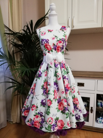 Kleid Annie mit Rosen&Flieder Gr.36+42