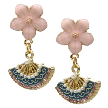 Ohrringe mit Fächer und Blume