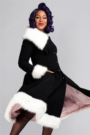 NEU!Swingmantel mit Wollanteil in Black/White