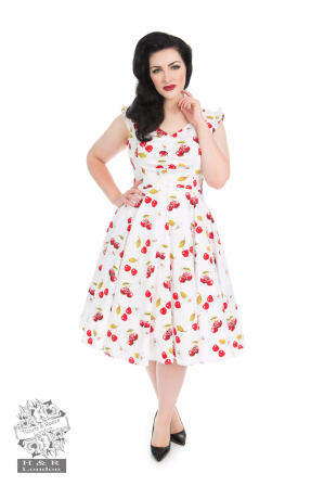 Weißes Kirschenkleid in Plus Size