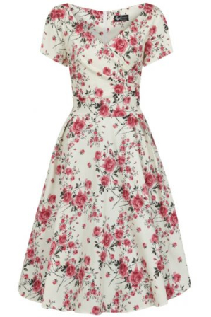 Lady Vintage Modellkleid mit zarten Blumen Gr.42+46